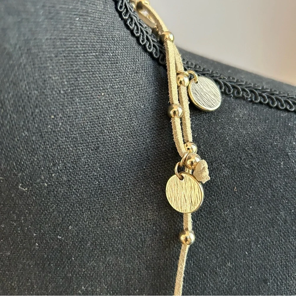 Adjustable Gold Ball and Disc Detail Necklace